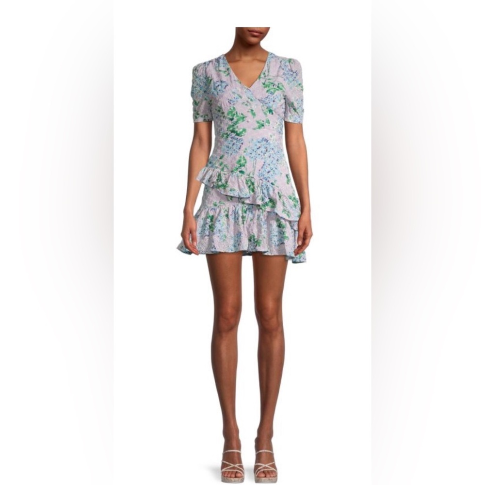 Ruffle floral mini flare dress
